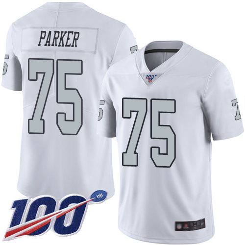 Men Oakland Raiders Limited White Brandon Parker Jersey NFL Football 75 100th Season Rush Vapor Jersey